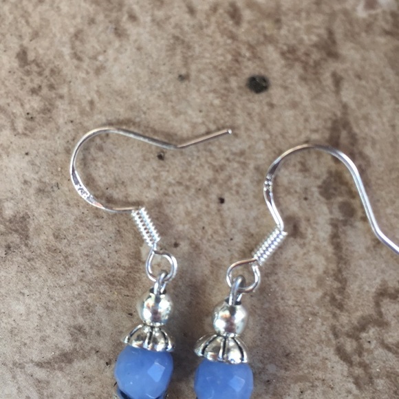 Real Pearl Chalcedony gemstone Sterling Silver Earrings - Picture 8 of 14